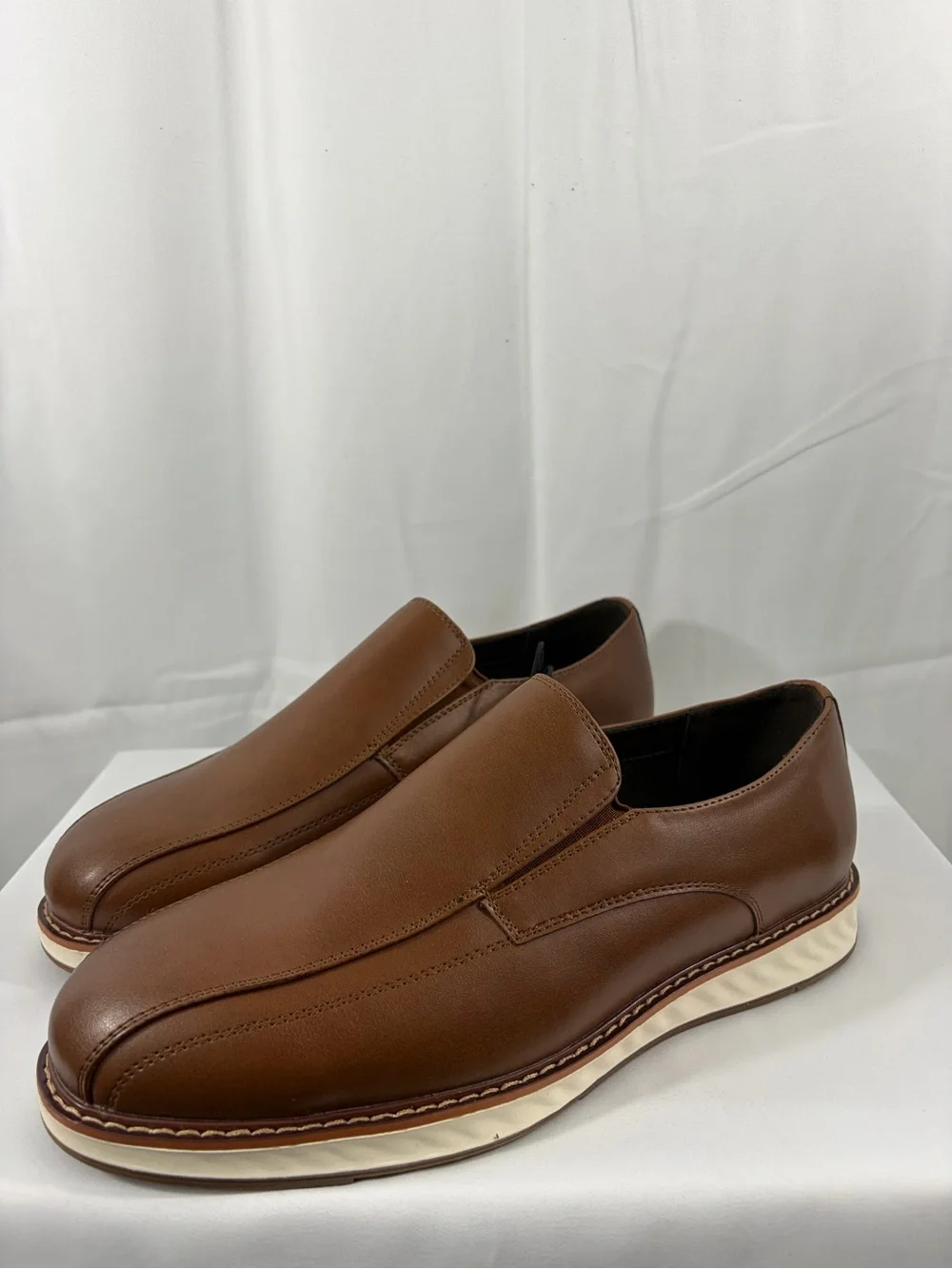 NWT Stafford Men's Size 7 Brown Slip-On Leather Dress Shoes